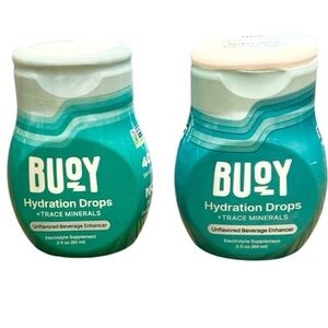 Buoy set of two flavorless hydration drops with electrolytes and minerals